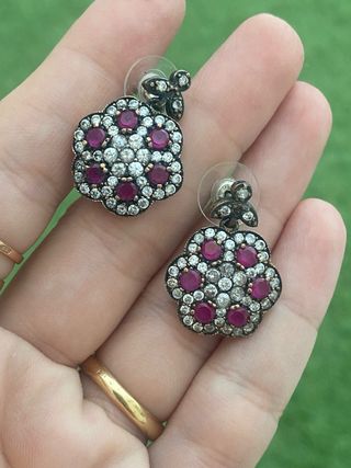 Pendientes plata rubí 