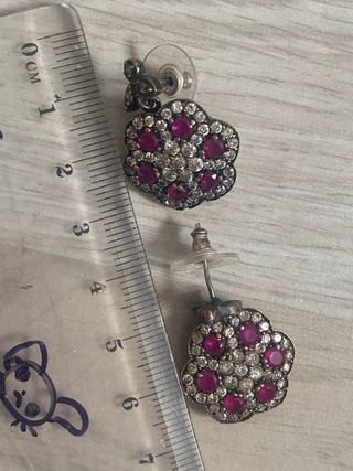 Pendientes plata rubí 
