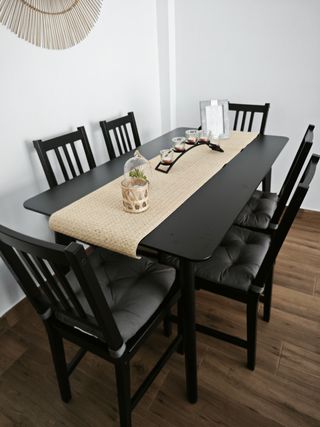 Mesa Comedor Negra 6 Sillas