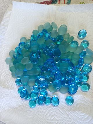 sassolini di vetro decorativi blu e verde acqua