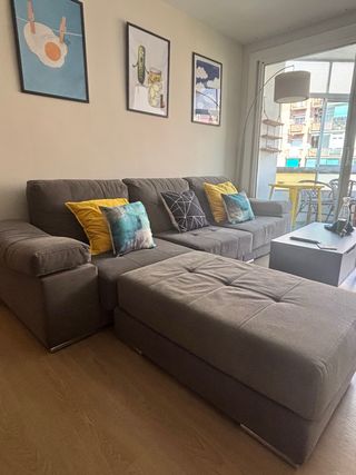 Sofá chaise longue gris - 5 plazas 