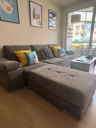Sofá chaise longue gris - 5 plazas 