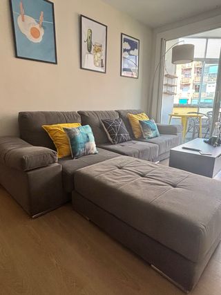 Sofá chaise longue gris - 5 plazas 
