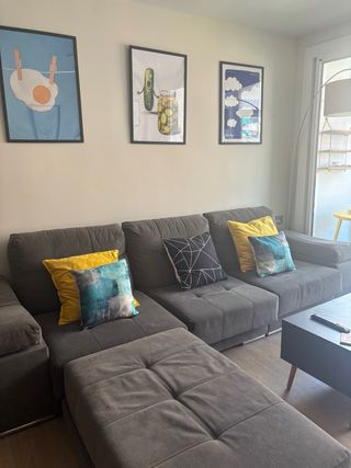 Sofá chaise longue gris - 5 plazas 