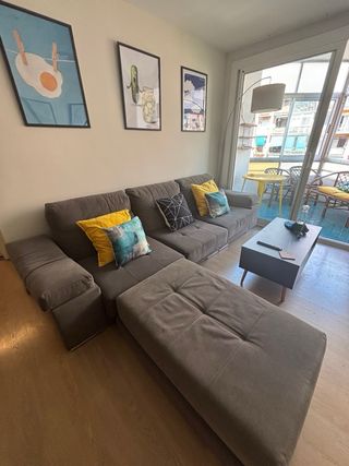 Sofá chaise longue gris - 5 plazas 