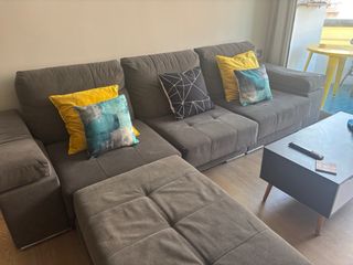 Sofá chaise longue gris - 5 plazas 
