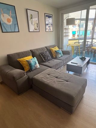 Sofá chaise longue gris - 5 plazas 