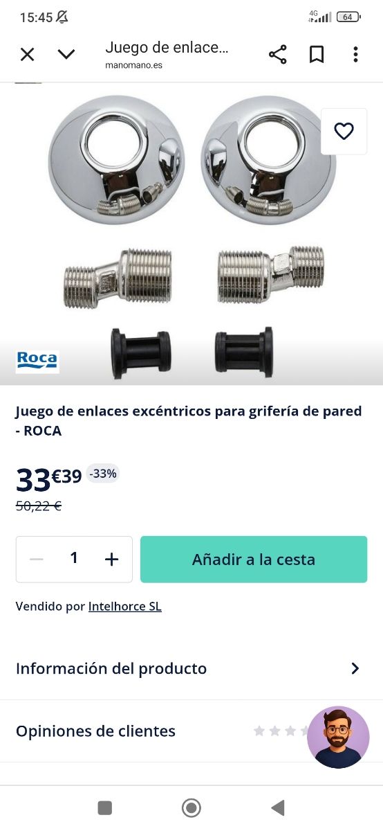 Enl. excéntricos Grifería - Roca 525 554 200