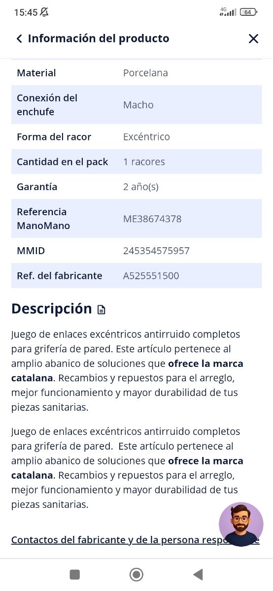 Enl. excéntricos Grifería - Roca 525 554 200