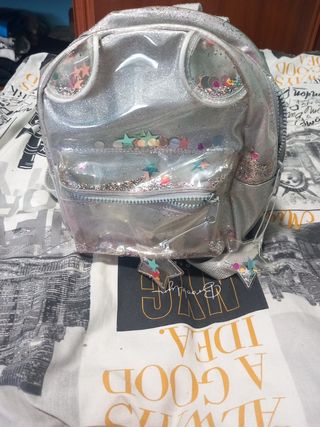 Mochila Brillante Plateada