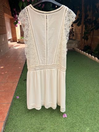 Vestido Mango blanco encaje talla L
