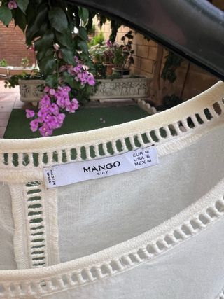 Vestido Mango blanco encaje talla L