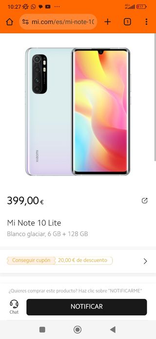 Xiaomi Note 10 Lite 128GB - Blanco