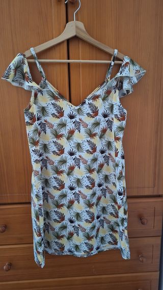 Vestido blanco estampado hojas