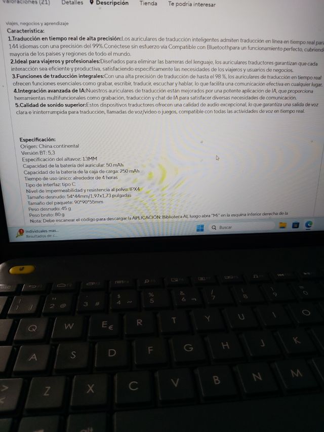 Auriculares Bluetooth Traductor 144 idiomas