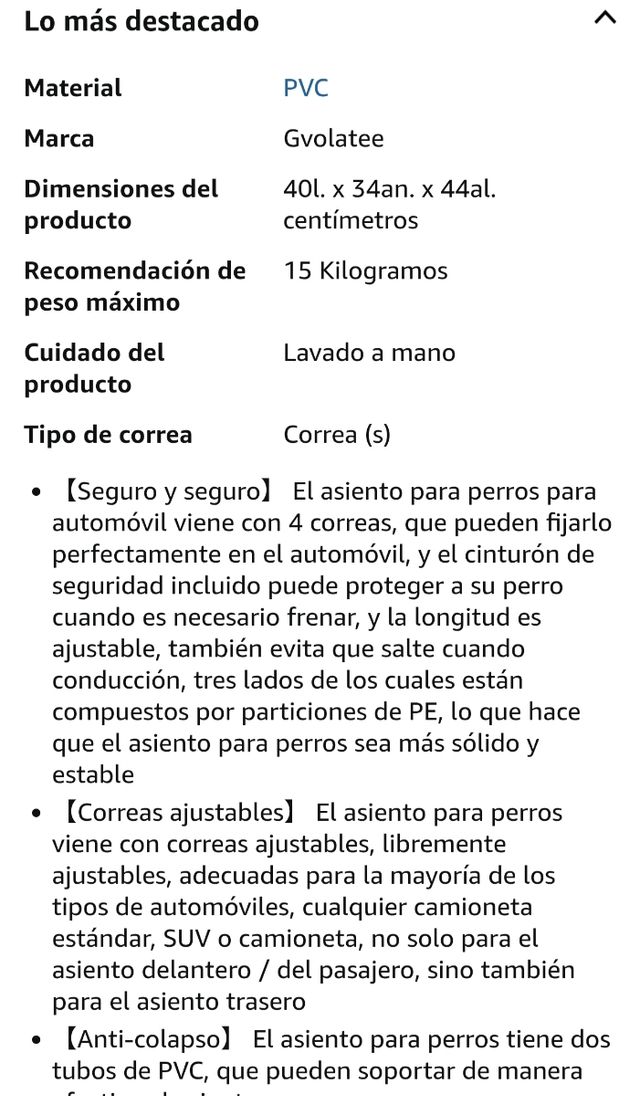 Asiento coche mascota 