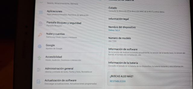 Tablet Samsung Tab A blanca