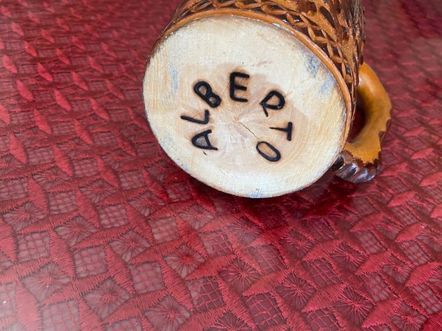 jarrón de madera para decoración