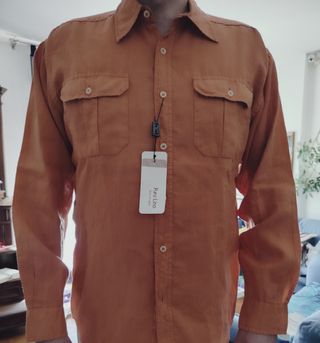 Camicia Puro Lino Arancione
