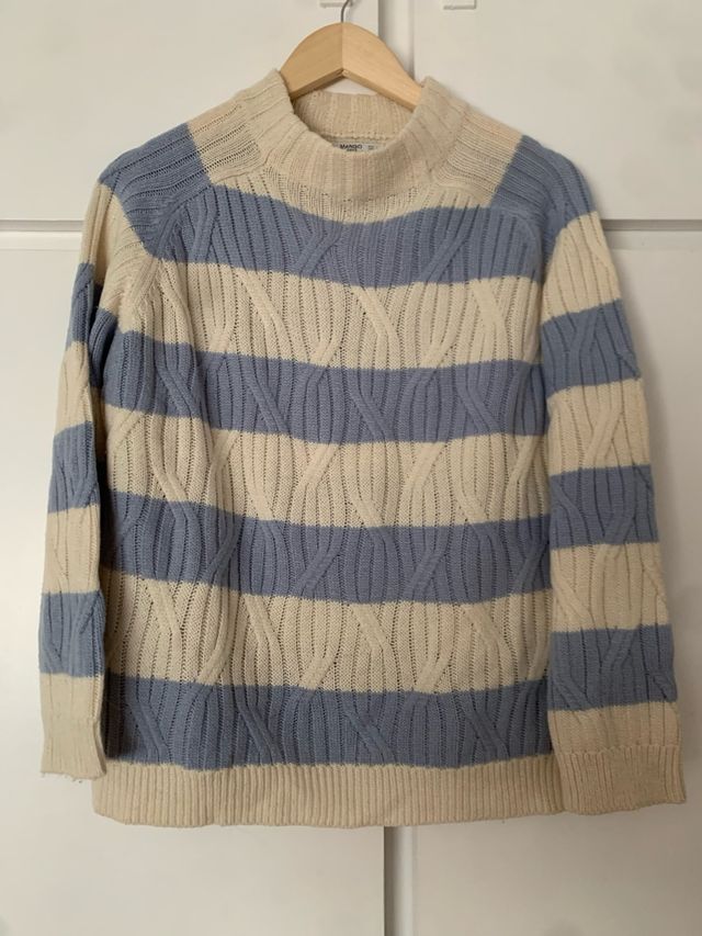 Suéter rayas Mango beige-azul
