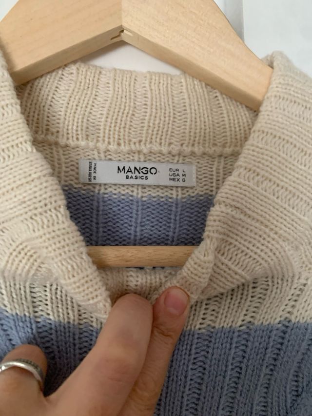 Suéter rayas Mango beige-azul