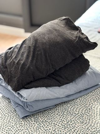 Sábanas bajeras ajustables - Algodón - Azul y Gris