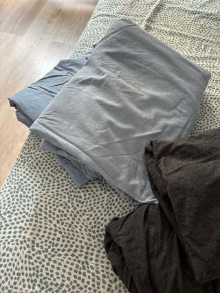 Sábanas bajeras ajustables - Algodón - Azul y Gris