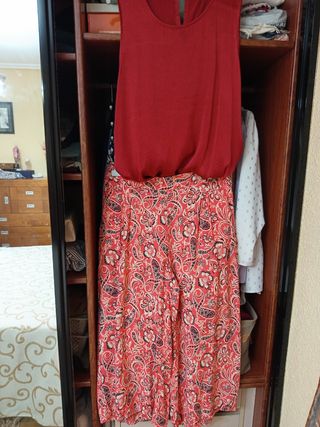 Conjunto pantalón y camiseta rojo-blanco 