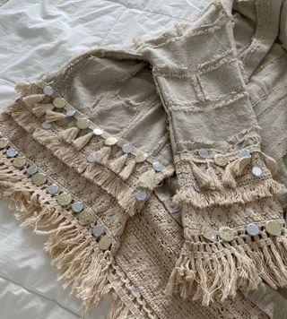 Chaqueta beige flecos - Talla única