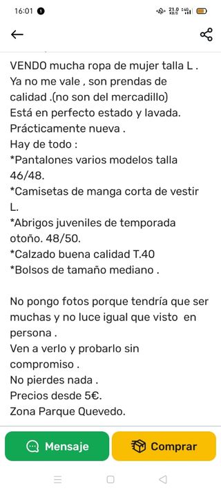 Ropa mujer talla L - nueva