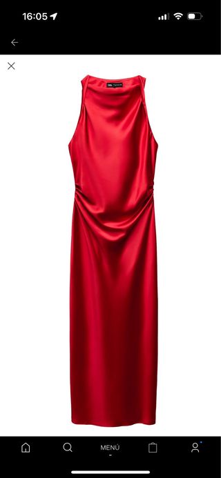 Vestido midi rojo satinado