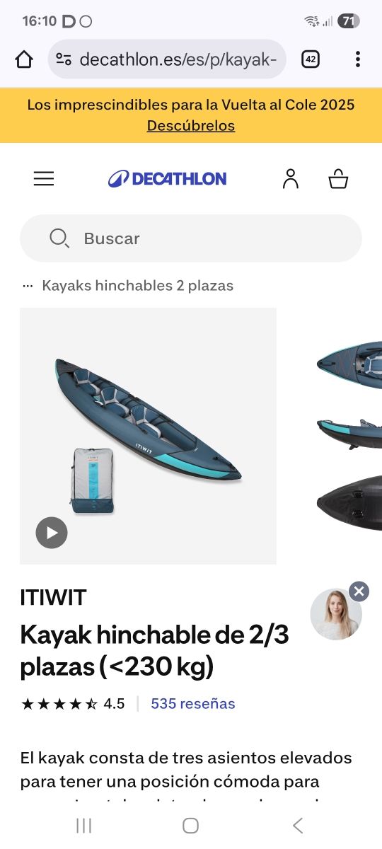 Kayak inflable Itwit 3 plazas