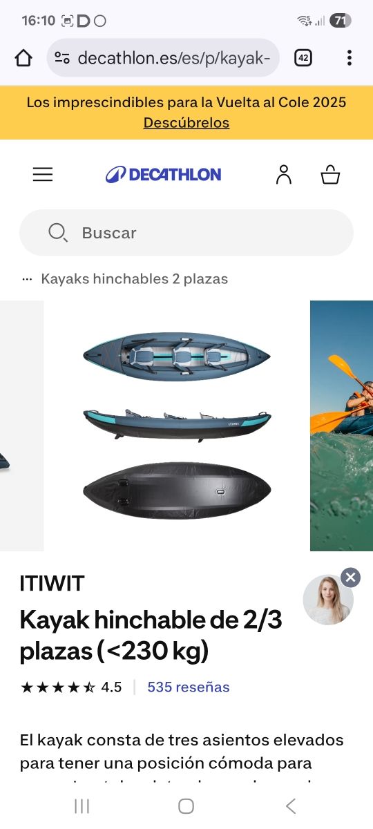 Kayak inflable Itwit 3 plazas