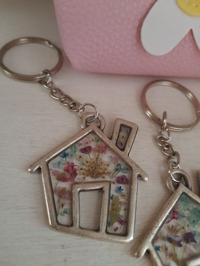 Portachiavi casetta fiori vintage 