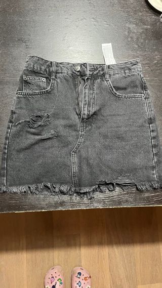 Mini Falda Vaquera Negra Pull&Bear