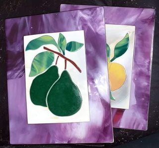 2 Azulejos pintados a mano - Frutas