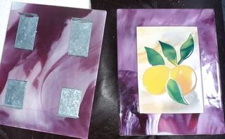 2 Azulejos pintados a mano - Frutas