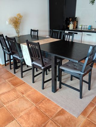 Mesa comedor extensible negra