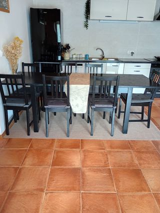 Mesa comedor extensible negra