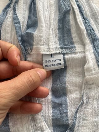 Camicia greca a righe, cotone 100%