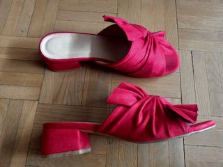 Zuecos rojos de ante - Tacón 3,5cm