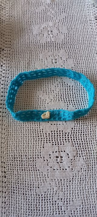Diadema crochet azul turquesa