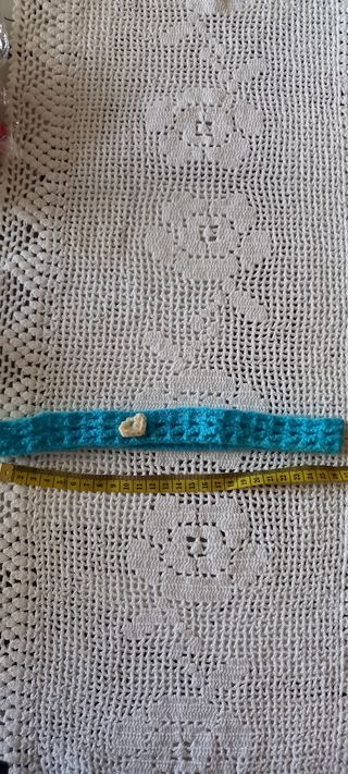 Diadema crochet azul turquesa