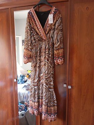 Vestido largo estampado cebra