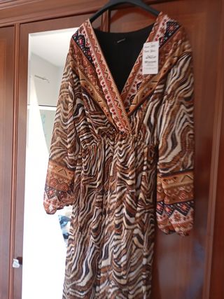 Vestido largo estampado cebra