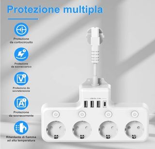 Multipresa 4 prese + USB