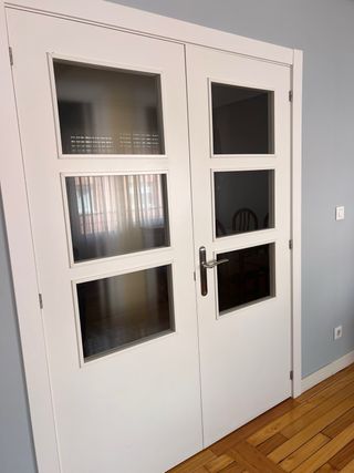 Puertas cristal blanco salón