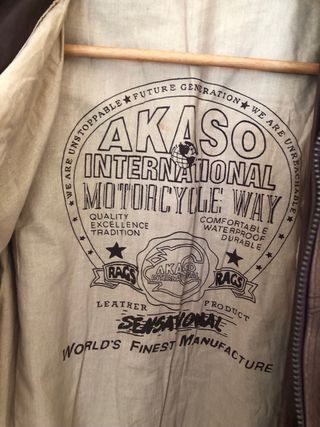 Cazadora biker cuero AKASO marrón