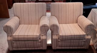 2 Sillones clásicos beige y marrón 