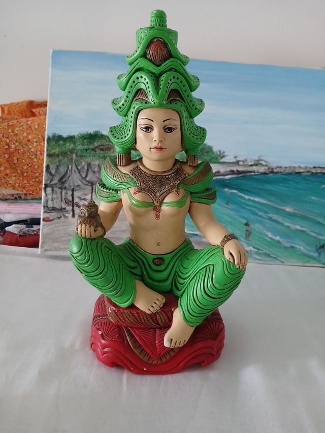 Estatua Buda Ceramica Verde